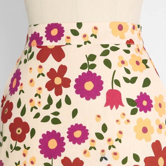 MODCLOTH x PRINCESS HIGHWAY NWOT Floral Mini Skirt‎ in Cream - Picture 3 of 12